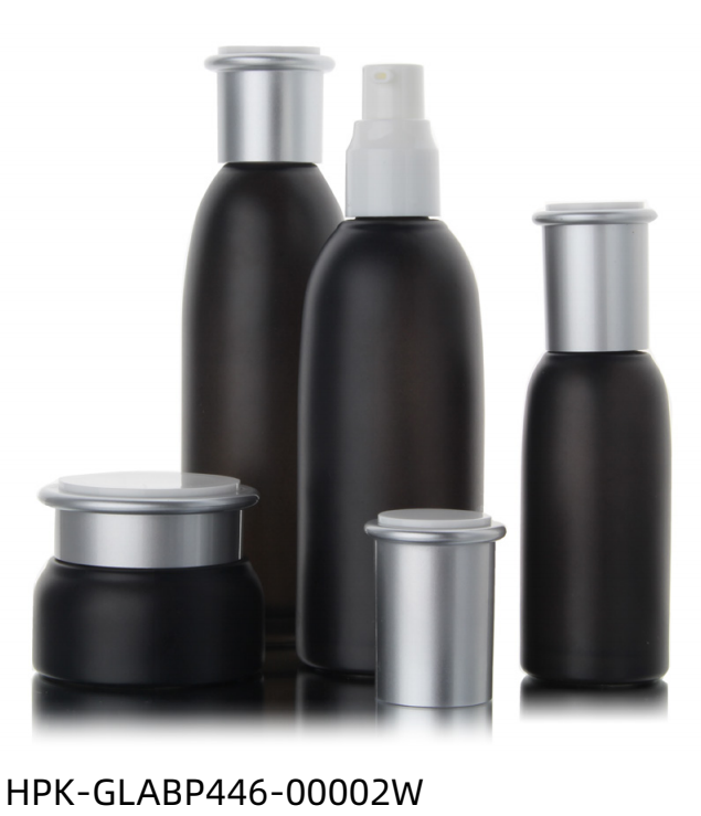 Simplistic Black Frosted Black Lotion Bottle & Cream Jar